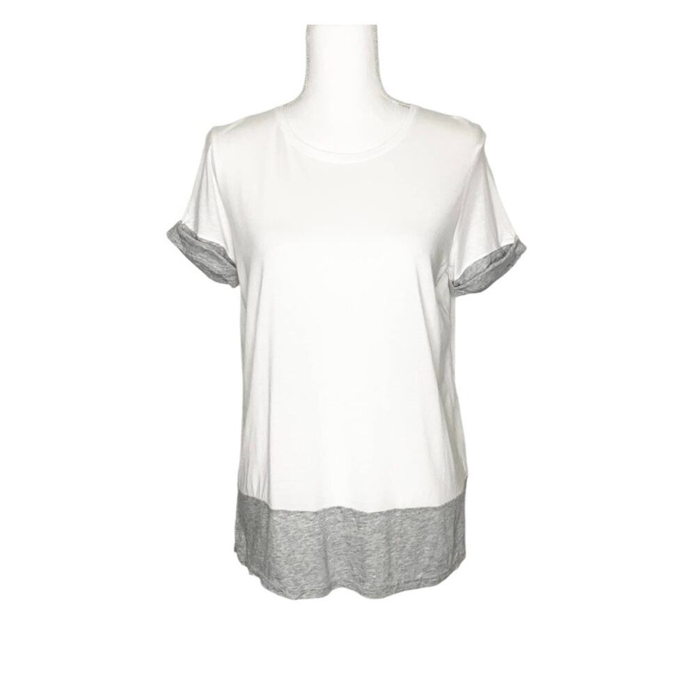 Vince White And Gray Colorblock Short Rolled Sleeves Tee Small